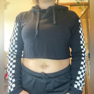 Cropped checkerboard hoodie